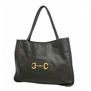 GUCCI Black Leather Horsebit Tote Bag